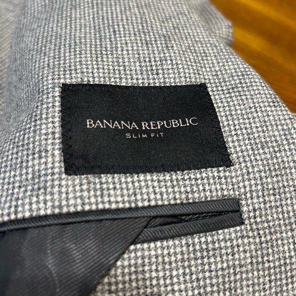 Banana Republic Men’s Slim Fit 42R Wool Grey Houndstooth Sports Coat NWT - Picture 12 of 16